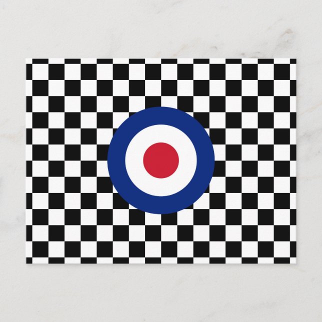 Chequered Black Racing Target Mod Postcard (Front)