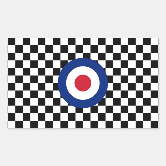 Chequered Black Racing Target Mod Rectangular Sticker (Front)