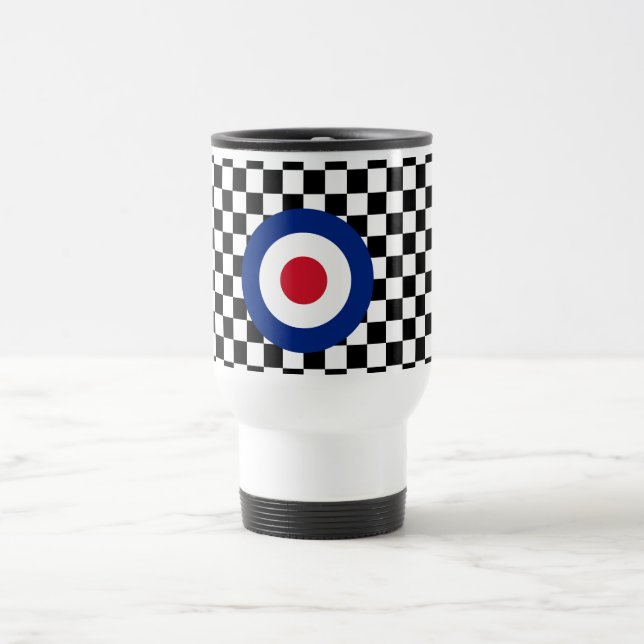 Chequered Black Racing Target Mod Travel Mug (Center)