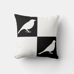 Chequered Black & White Bird Pillow