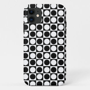 Chequered Black White Circles Pattern Design iPhone 11 Case