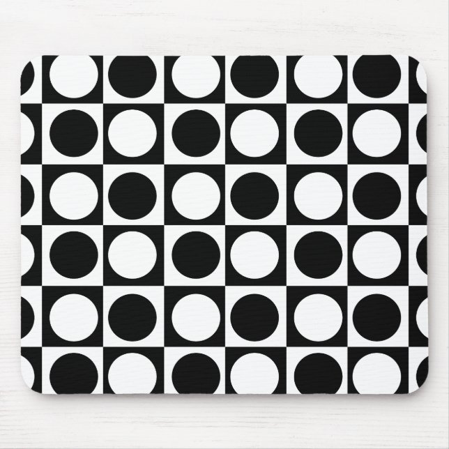 Chequered Black White Circles Pattern Design  Mouse Mat (Front)