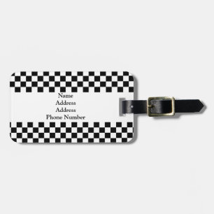Chequered Black & White Easy to Spot Luggage Tag 2