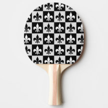 Chequered Black White Fleur-De-Lis Pattern