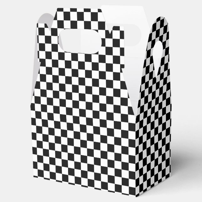 Chequered Black-white-Gable Favour Box (Opened)