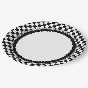 Chequered Black & White Paper Plate