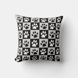 Chequered Black White Paws and Claws Cushion