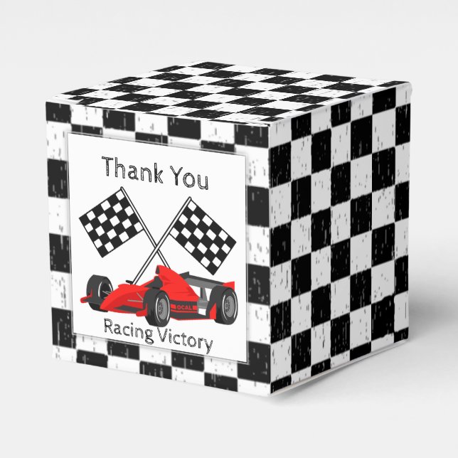 Chequered, Black-White Race-Car Gifts Favour Box (Front Side)