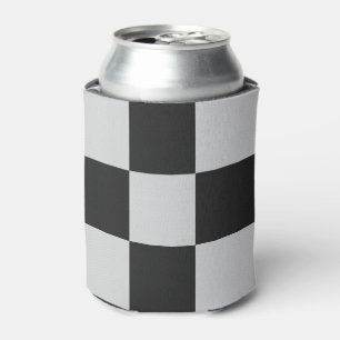 Chequered Black & White Squares or CUSTOM COLOR Can Cooler