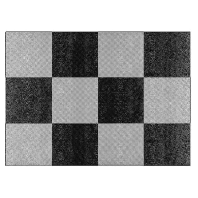 Chequered Black & White Squares or CUSTOM COLOR Cutting Board (Front)