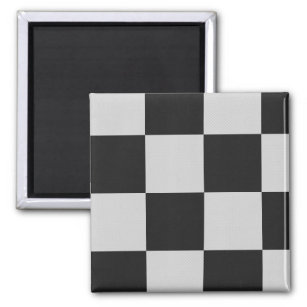 Chequered Black & White Squares or CUSTOM COLOR Magnet