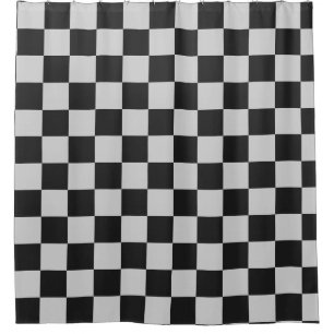 Chequered Black & White Squares or CUSTOM COLOR Shower Curtain