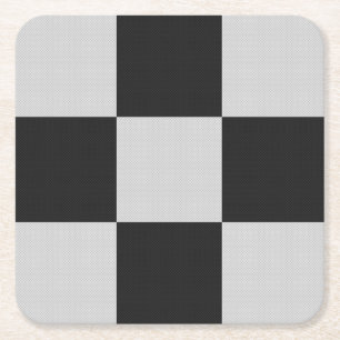 Chequered Black & White Squares or CUSTOM COLOR Square Paper Coaster