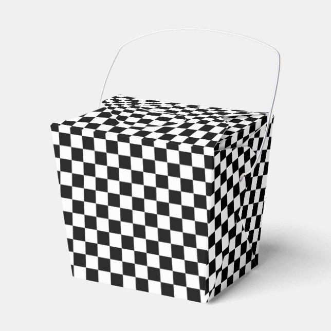 Chequered Black-white-Take Out Favour Box (Front Side)