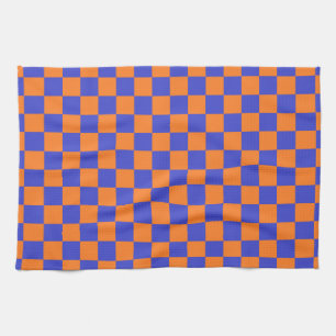 Chequered Blue and Orange Tea Towel