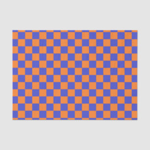 Chequered Blue and Orange Tissue Paper