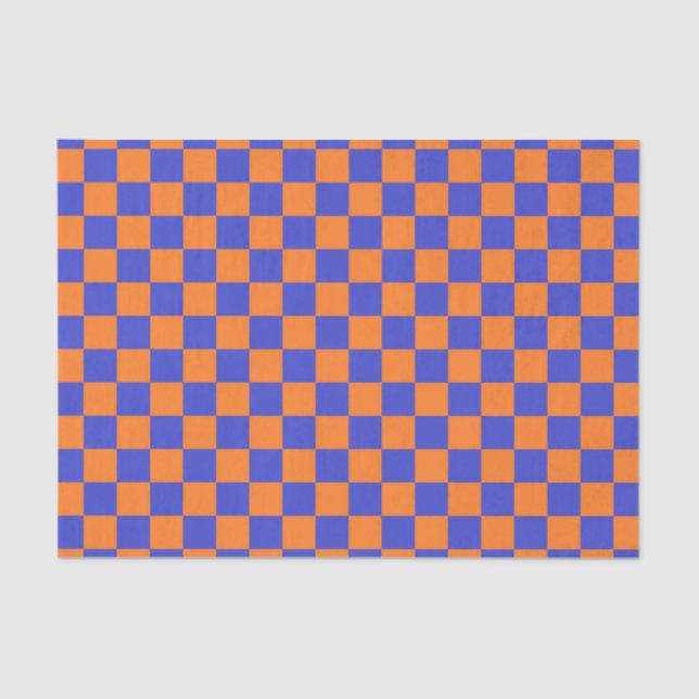 Chequered Blue and Orange Tissue Paper (Front)