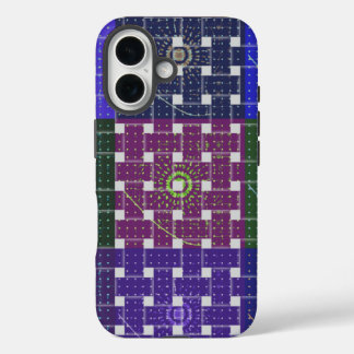 Chequered Blue and Purple Art Print iPhone 16 Case