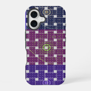 Chequered Blue and Purple Art Print iPhone 16 Case