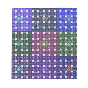 Chequered Blue and Purple Art Print Notepad