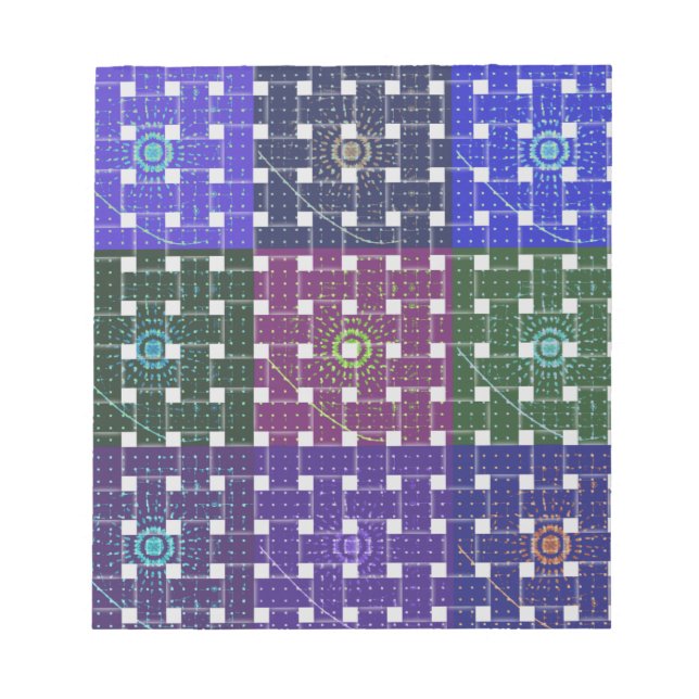 Chequered Blue and Purple Art Print Notepad (Front)