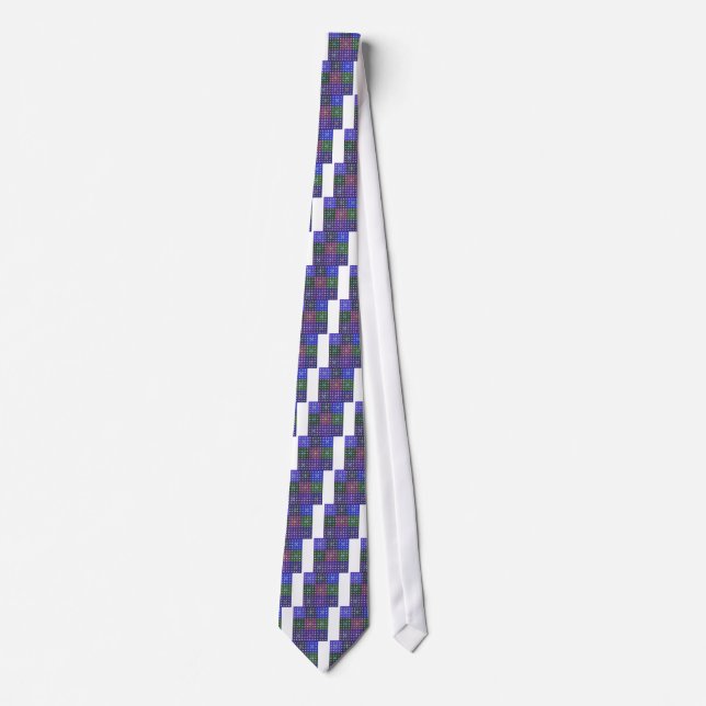 Chequered Blue and Purple Art Print Tie (Front)