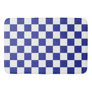 Chequered Blue and White  Bath Mat