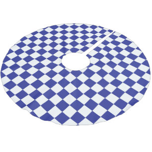 Chequered Blue and White  Brushed Polyester Tree Skirt