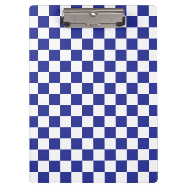 Chequered Blue and White  Clipboard (Front)