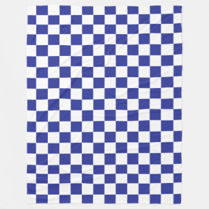 Chequered Blue and White Fleece Blanket