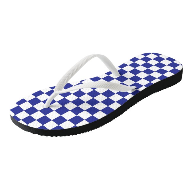 Chequered Blue and White  Flip Flops (Angled)