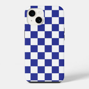 Chequered Blue and White iPhone 14 Case