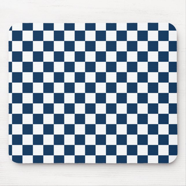 Chequered Blue and White Mouse Mat (Front)