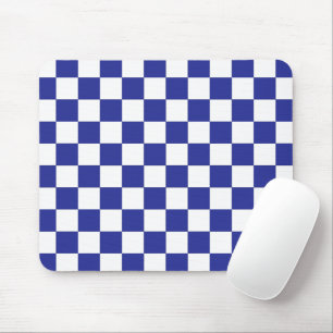 Chequered Blue and White Mouse Mat