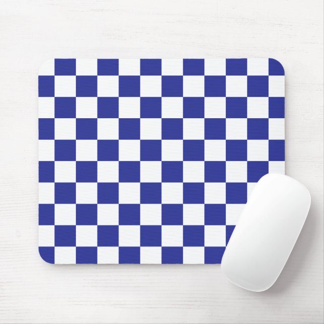 Chequered Blue and White  Mouse Mat (With Mouse)