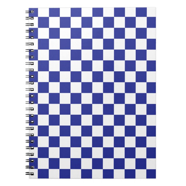 Chequered Blue and White  Notebook (Front)