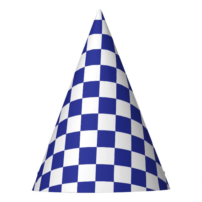 Chequered Blue and White  Party Hat (Front)