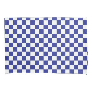 Chequered Blue and White  Pillowcase