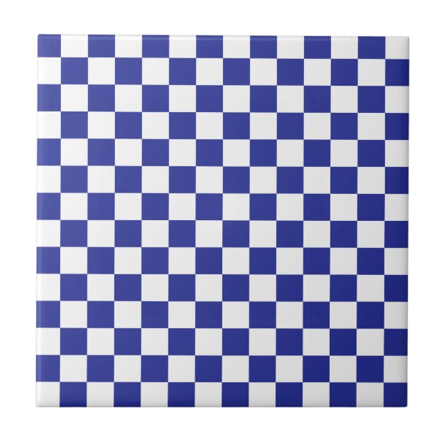 Chequered Blue and White  Tile (Front)