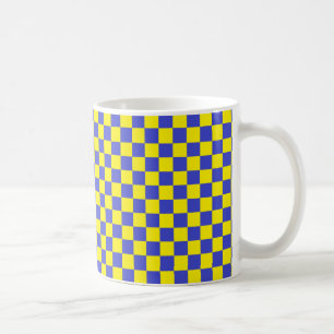 Chequered Blue and Yellow Coffee Mug