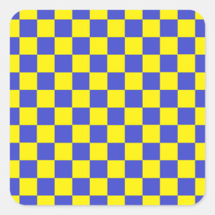 Chequered Blue and Yellow Square Sticker