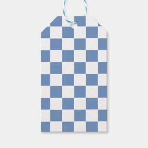 Chequered Blue/Grey and White Gift Tags