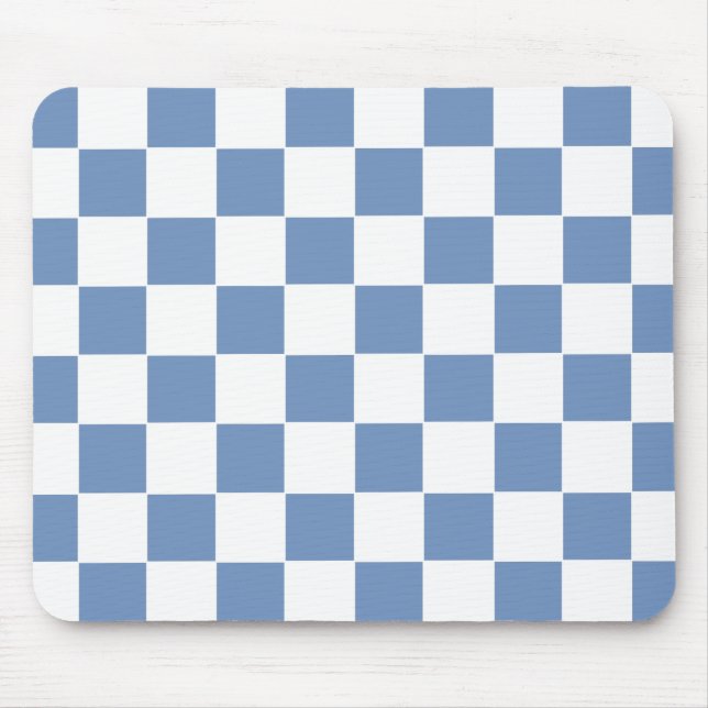 Chequered Blue/Grey and White Mouse Mat (Front)