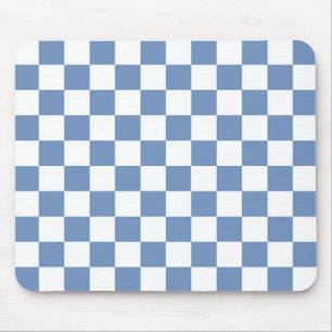 Chequered Blue/Grey and White Mouse Mat