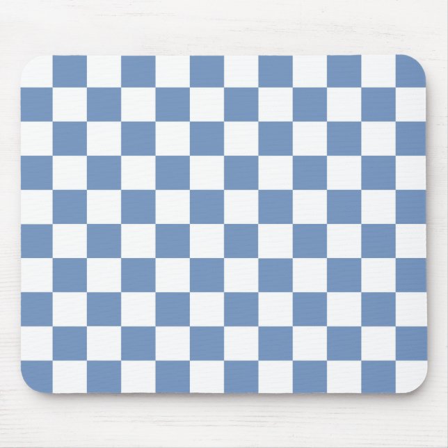 Chequered Blue/Grey and White Mouse Mat (Front)
