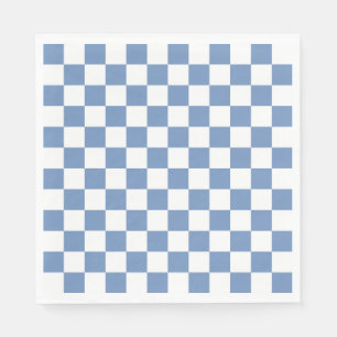 Chequered Blue/Grey and White Napkin