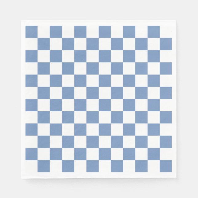 Chequered Blue/Grey and White Napkin (Front)