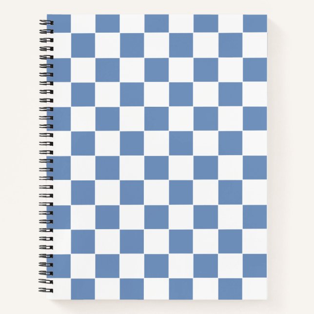 Chequered Blue/Grey and White Notebook (Front)