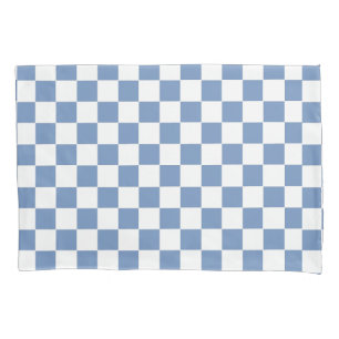 Chequered Blue/Grey and White Pillowcase