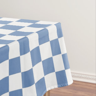 Chequered Blue/Grey and White Tablecloth